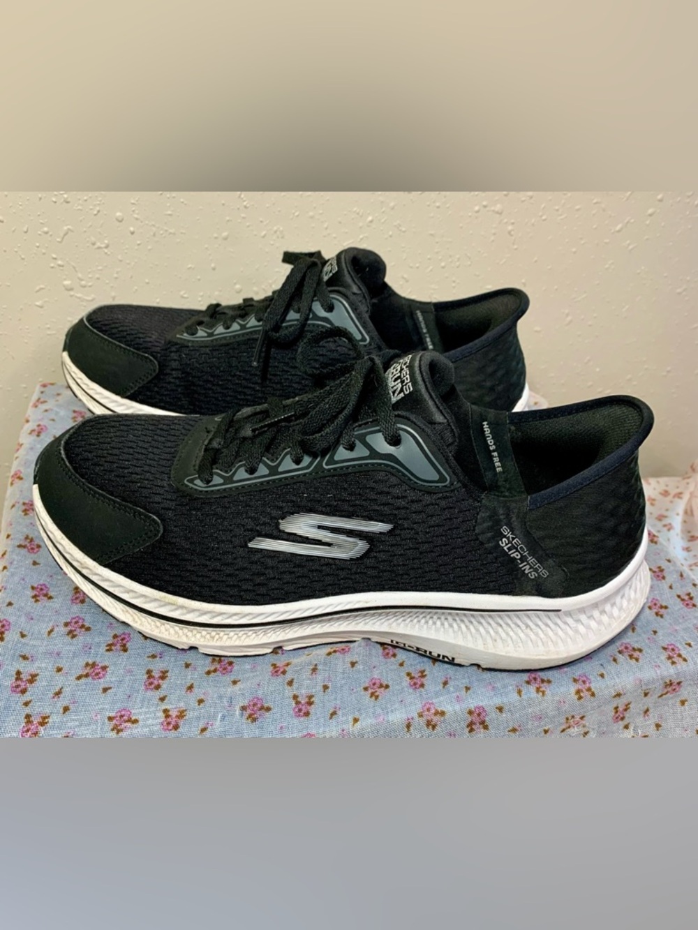 Skechers Women’s Black and White Slip-On Athletic Sneakers